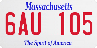 MA license plate 6AU105