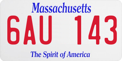 MA license plate 6AU143