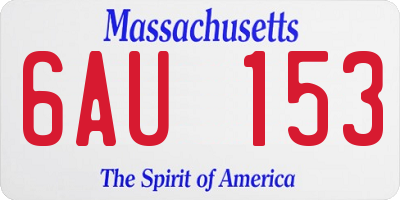 MA license plate 6AU153