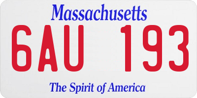 MA license plate 6AU193