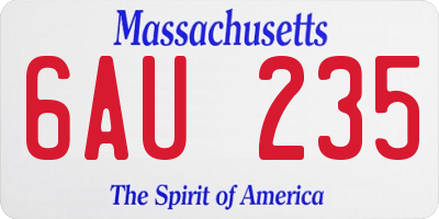 MA license plate 6AU235