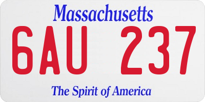 MA license plate 6AU237
