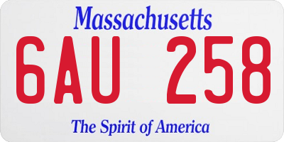 MA license plate 6AU258