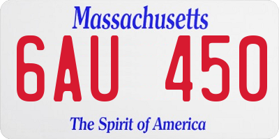 MA license plate 6AU450