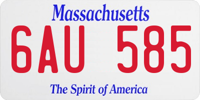 MA license plate 6AU585