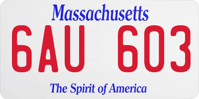 MA license plate 6AU603