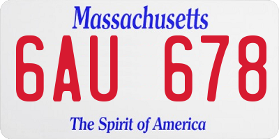 MA license plate 6AU678