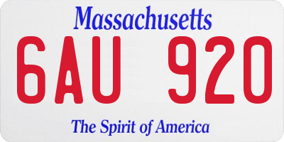 MA license plate 6AU920