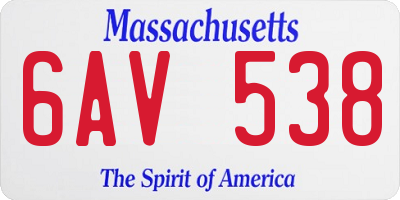 MA license plate 6AV538
