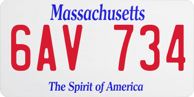MA license plate 6AV734