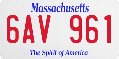 MA license plate 6AV961