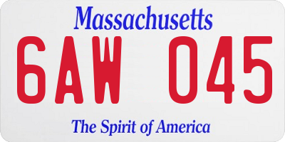 MA license plate 6AW045