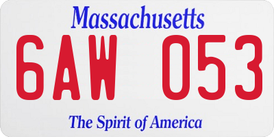 MA license plate 6AW053