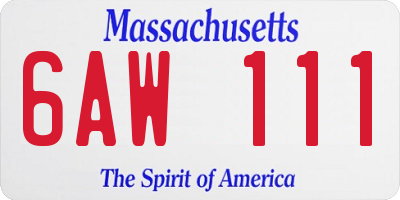 MA license plate 6AW111