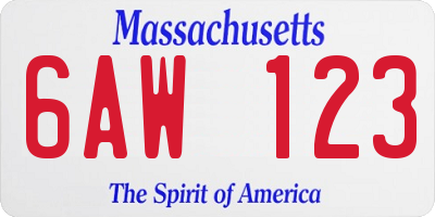 MA license plate 6AW123
