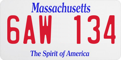 MA license plate 6AW134