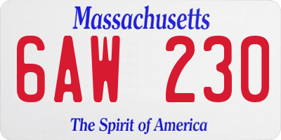MA license plate 6AW230