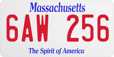 MA license plate 6AW256