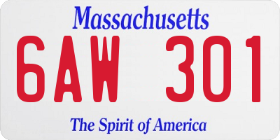 MA license plate 6AW301
