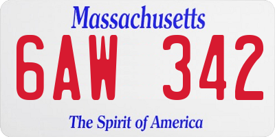 MA license plate 6AW342
