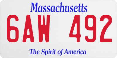 MA license plate 6AW492