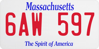 MA license plate 6AW597