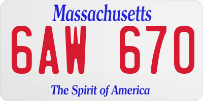 MA license plate 6AW670