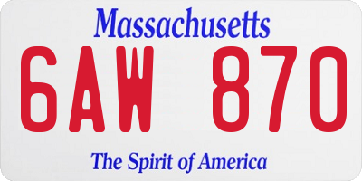 MA license plate 6AW870