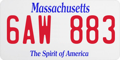 MA license plate 6AW883
