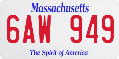 MA license plate 6AW949