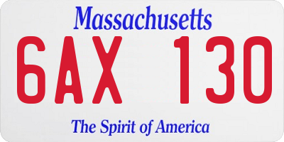 MA license plate 6AX130