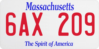 MA license plate 6AX209