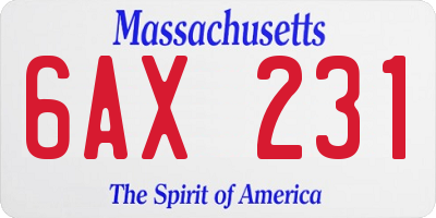 MA license plate 6AX231