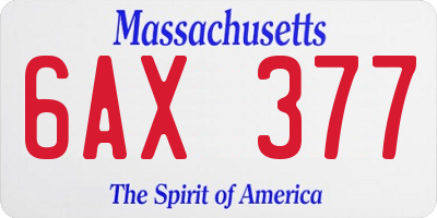 MA license plate 6AX377