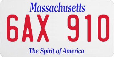 MA license plate 6AX910