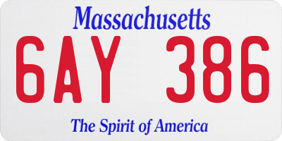 MA license plate 6AY386