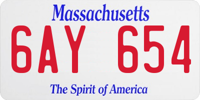 MA license plate 6AY654