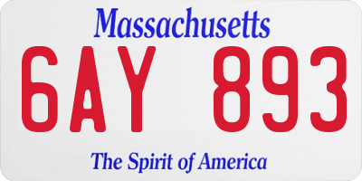 MA license plate 6AY893