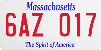 MA license plate 6AZ017