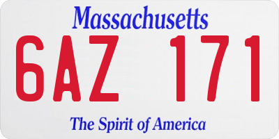 MA license plate 6AZ171