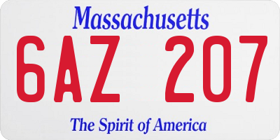 MA license plate 6AZ207