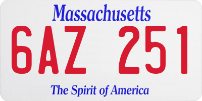 MA license plate 6AZ251