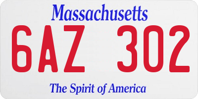 MA license plate 6AZ302