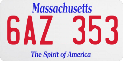 MA license plate 6AZ353