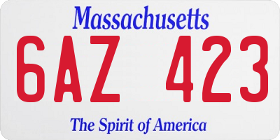 MA license plate 6AZ423