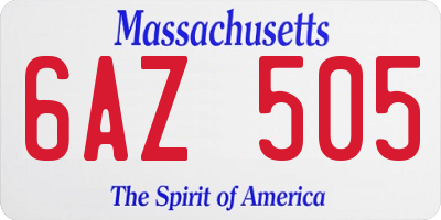 MA license plate 6AZ505