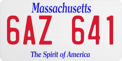 MA license plate 6AZ641