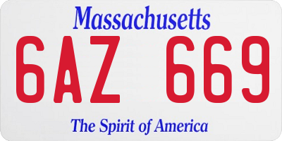 MA license plate 6AZ669