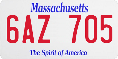 MA license plate 6AZ705