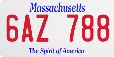 MA license plate 6AZ788